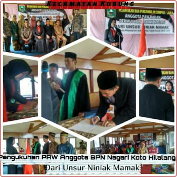 Pengukuhan PAW Anggota BPN Koto Hilalalng