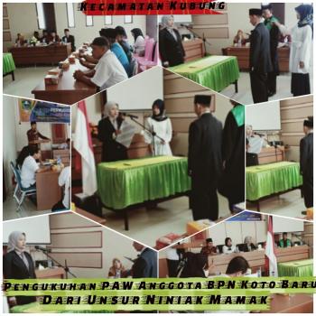 Pengukuhan PAW Anggota BPN Nagari Koto Baru