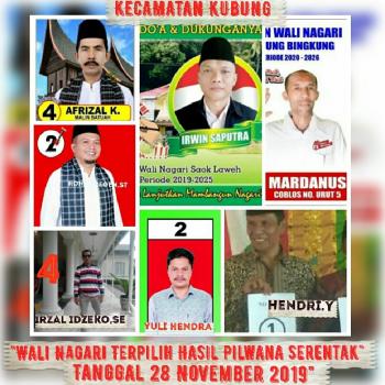 Wali Nagari Terpilih Hasil Pilwana Serentak di Kecamatan Kubung